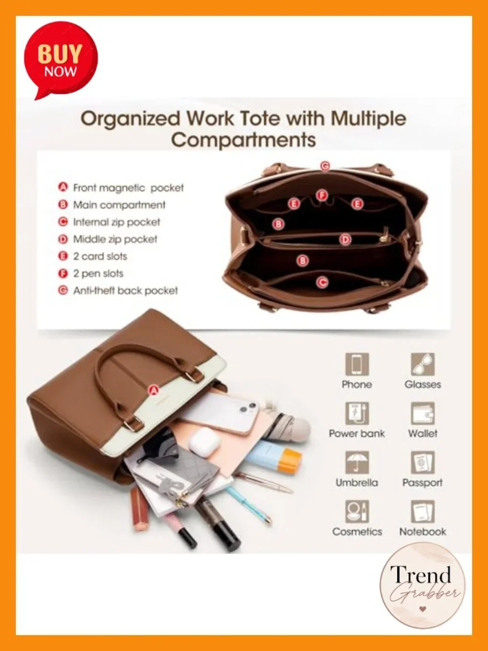 Women's PU Leather Structured Satchel Purse, 3-Way Carry Work Handbag Fits iPad